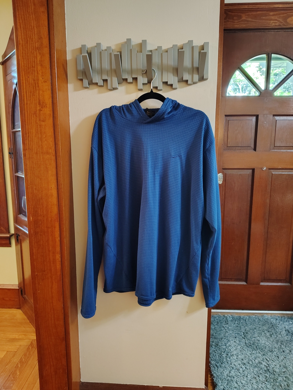 Nike Men's Blue Hooded Long-Sleeve Pullover